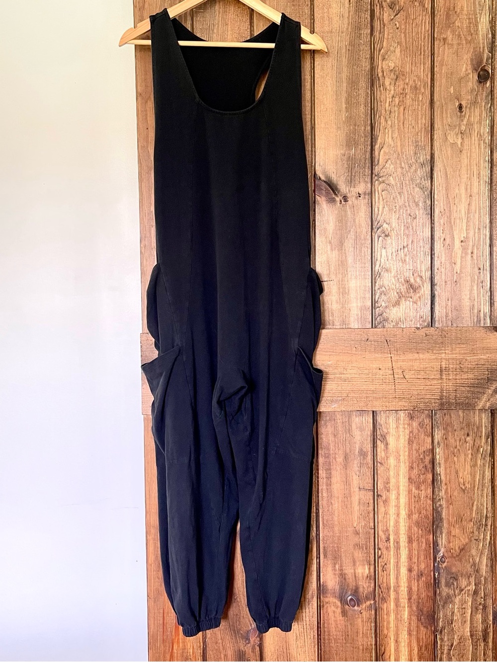Black Slouchy Racerback Side Tie Jogger Utility Pocket Jumpsuit Romper Small
